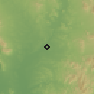 Shaded relief of the 57 km around El Fuerte, drawn from the GMTED2010 grid
