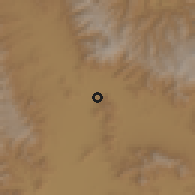 Shaded relief of the 59 km around El Rosario, drawn from the GMTED2010 grid