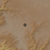 Shaded relief of the 58 km around El Salto, drawn from the GMTED2010 grid