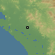 Shaded relief of the 58 km around Escuinapa de Hidalgo, drawn from the GMTED2010 grid