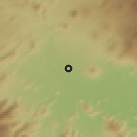 Shaded relief of the 59 km around Felipe Carrillo Puerto, drawn from the GMTED2010 grid