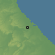 Shaded relief of the 58 km around Gutiérrez Zamora, drawn from the GMTED2010 grid