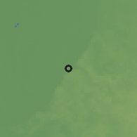 Shaded relief of the 58 km around Hecelchakán, drawn from the GMTED2010 grid