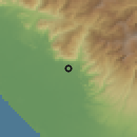 Shaded relief of the 59 km around Huixtla, drawn from the GMTED2010 grid