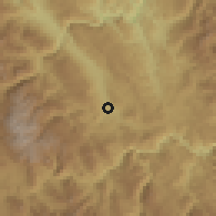 Shaded relief of the 58 km around Jalpan de Serra, drawn from the GMTED2010 grid