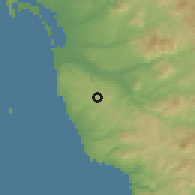 Shaded relief of the 56 km around La Joya, drawn from the GMTED2010 grid