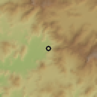 Shaded relief of the 59 km around La Resolana, drawn from the GMTED2010 grid