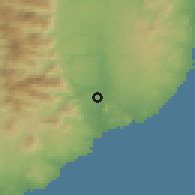 Shaded relief of the 58 km around Las Veredas, drawn from the GMTED2010 grid