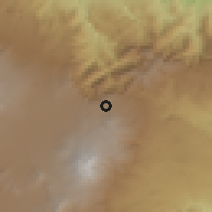 Shaded relief of the 59 km around Las Vigas de Ramírez, drawn from the GMTED2010 grid