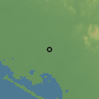 Shaded relief of the 58 km around Licenciado Benito Juárez, drawn from the GMTED2010 grid