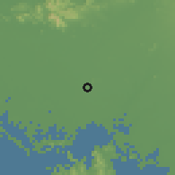 Shaded relief of the 57 km around Los Mochis, drawn from the GMTED2010 grid