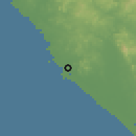 Shaded relief of the 58 km around Mazatlán, drawn from the GMTED2010 grid