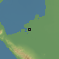 Shaded relief of the 56 km around Mexicali, drawn from the GMTED2010 grid