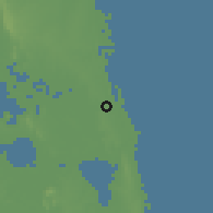Shaded relief of the 58 km around Miramar, drawn from the GMTED2010 grid