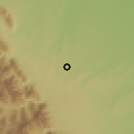Shaded relief of the 57 km around Montemorelos, drawn from the GMTED2010 grid