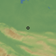 Shaded relief of the 59 km around Palenque, drawn from the GMTED2010 grid