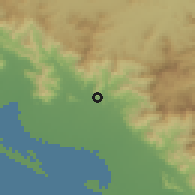 Shaded relief of the 59 km around Arriaga, drawn from the GMTED2010 grid