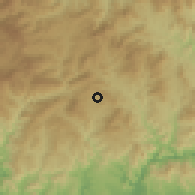 Shaded relief of the 59 km around Arteaga, drawn from the GMTED2010 grid