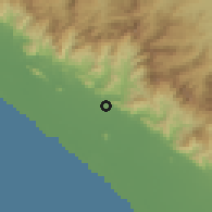Shaded relief of the 59 km around Pijijiapan, drawn from the GMTED2010 grid