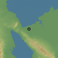Shaded relief of the 56 km around Progreso, drawn from the GMTED2010 grid