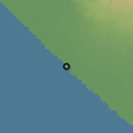 Shaded relief of the 59 km around Puerto Madero, drawn from the GMTED2010 grid