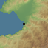 Shaded relief of the 58 km around Puerto Vallarta, drawn from the GMTED2010 grid