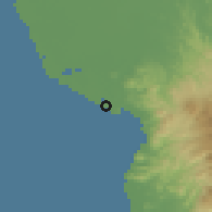 Shaded relief of the 58 km around San Blas, drawn from the GMTED2010 grid
