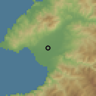 Shaded relief of the 58 km around San José del Valle, drawn from the GMTED2010 grid