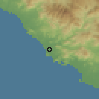 Shaded relief of the 59 km around San José Ixtapa, drawn from the GMTED2010 grid