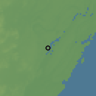 Shaded relief of the 59 km around Bacalar, drawn from the GMTED2010 grid