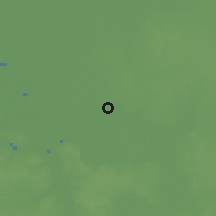 Shaded relief of the 59 km around Balancán, drawn from the GMTED2010 grid