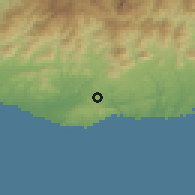 Shaded relief of the 59 km around San Pedro Pochutla, drawn from the GMTED2010 grid