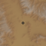 Shaded relief of the 59 km around Santa Cruz Xoxocotlán, drawn from the GMTED2010 grid