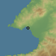 Shaded relief of the 58 km around Bucerías, drawn from the GMTED2010 grid