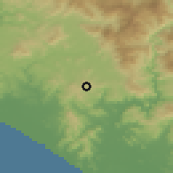 Shaded relief of the 59 km around Santiago Jamiltepec, drawn from the GMTED2010 grid