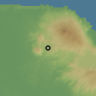 Shaded relief of the 59 km around Santiago Tuxtla, drawn from the GMTED2010 grid