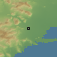 Shaded relief of the 59 km around Santo Domingo Tehuantepec, drawn from the GMTED2010 grid