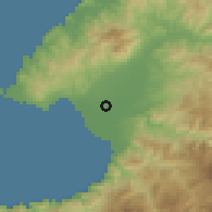 Shaded relief of the 58 km around San Vicente, drawn from the GMTED2010 grid