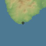 Shaded relief of the 58 km around Cabo San Lucas, drawn from the GMTED2010 grid