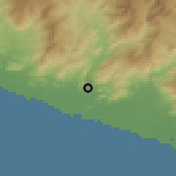 Shaded relief of the 59 km around Técpan de Galeana, drawn from the GMTED2010 grid