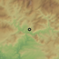 Shaded relief of the 59 km around Tierra Colorada, drawn from the GMTED2010 grid