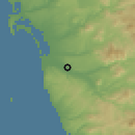 Shaded relief of the 56 km around Tijuana, drawn from the GMTED2010 grid