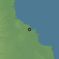 Shaded relief of the 59 km around Valente Díaz, drawn from the GMTED2010 grid