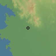 Shaded relief of the 57 km around Vícam, drawn from the GMTED2010 grid