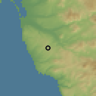 Shaded relief of the 56 km around Villa del Prado, drawn from the GMTED2010 grid