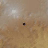 Shaded relief of the 59 km around Villa Guerrero, drawn from the GMTED2010 grid