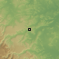Shaded relief of the 58 km around Villa Lázaro Cárdenas, drawn from the GMTED2010 grid