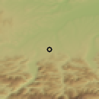 Shaded relief of the 50 km around Kirchham, drawn from the GMTED2010 grid