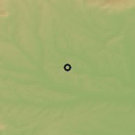 Shaded relief of the 51 km around Kukmirn, drawn from the GMTED2010 grid