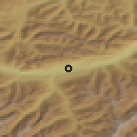 Shaded relief of the 51 km around Rum, drawn from the GMTED2010 grid